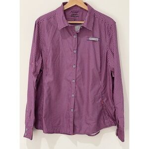 Field & Stream Womens XL Pink Blue‎ Check Vented Fishing Shirt Gorpcore Hiking